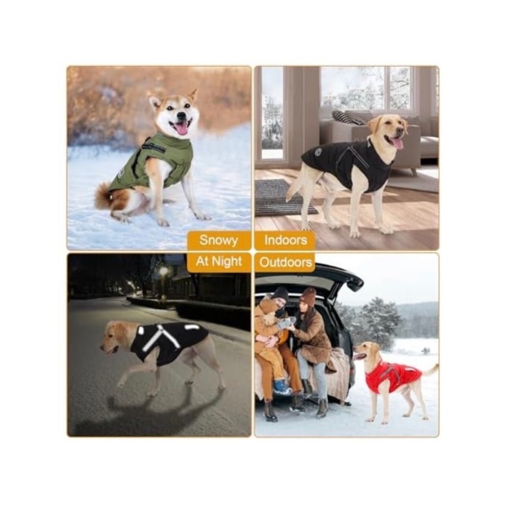 JoyDaog 4XL Winter Dog Jacket Waterproof Reflective Fleece Lined Harness Black - Picture 6 of 9